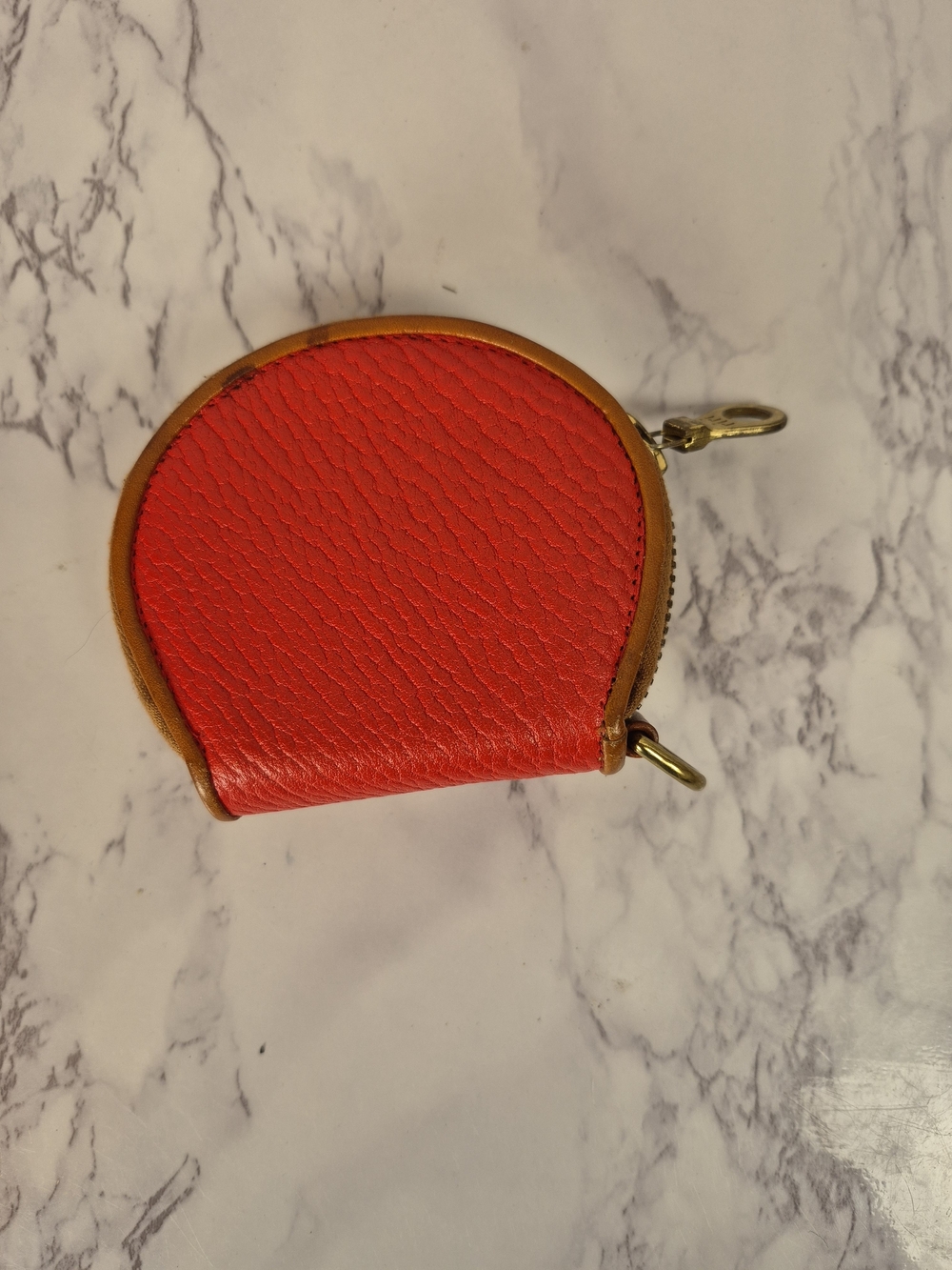Dooney & Bourke Brown and Red Leather Coin Pouch - Picture 2 of 4